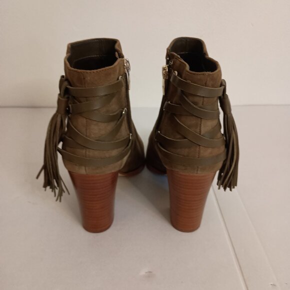 Marc Fisher Kadey Tan Suede Western Style Fringe Ankle Boots Women’s Size 8.5 - Picture 13 of 15